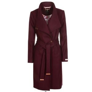 Ted Baker Roses Coat in burgundy